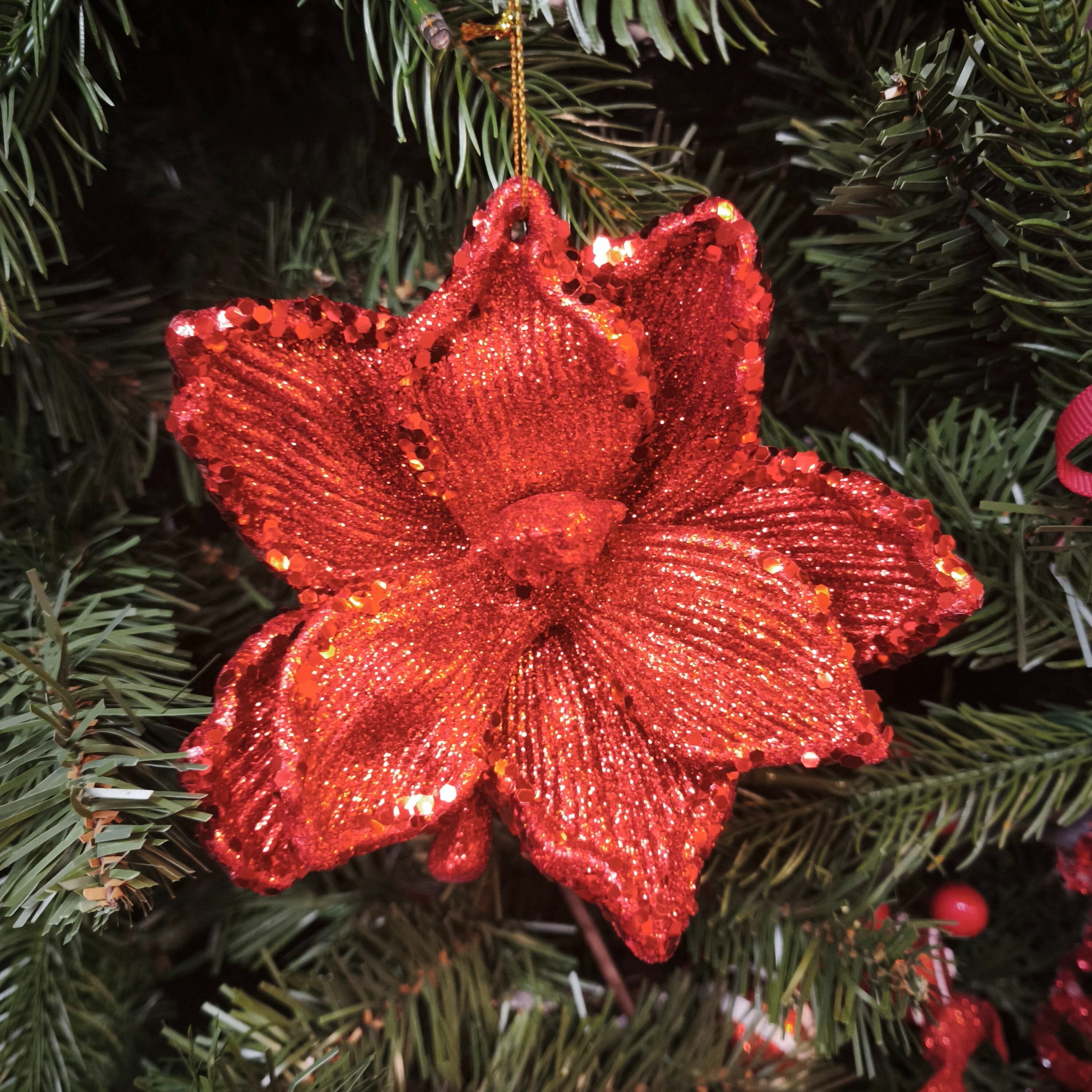 Red Floral Christmas Ornament, 5.5", by Holiday Time