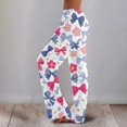 thumbnail image 3 of Women's Bow Print Wide Leg Pajama Pants, Elastic High Waist Loose Sleep Pants Casual Loungewear Trousers, M, 3 of 7