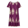 thumbnail image 4 of Ayolanni Purple Holiday Party Dresses for Women Boho Short Sleeve Midi Dresses Summer Dresses for Girls 4x, 4 of 6