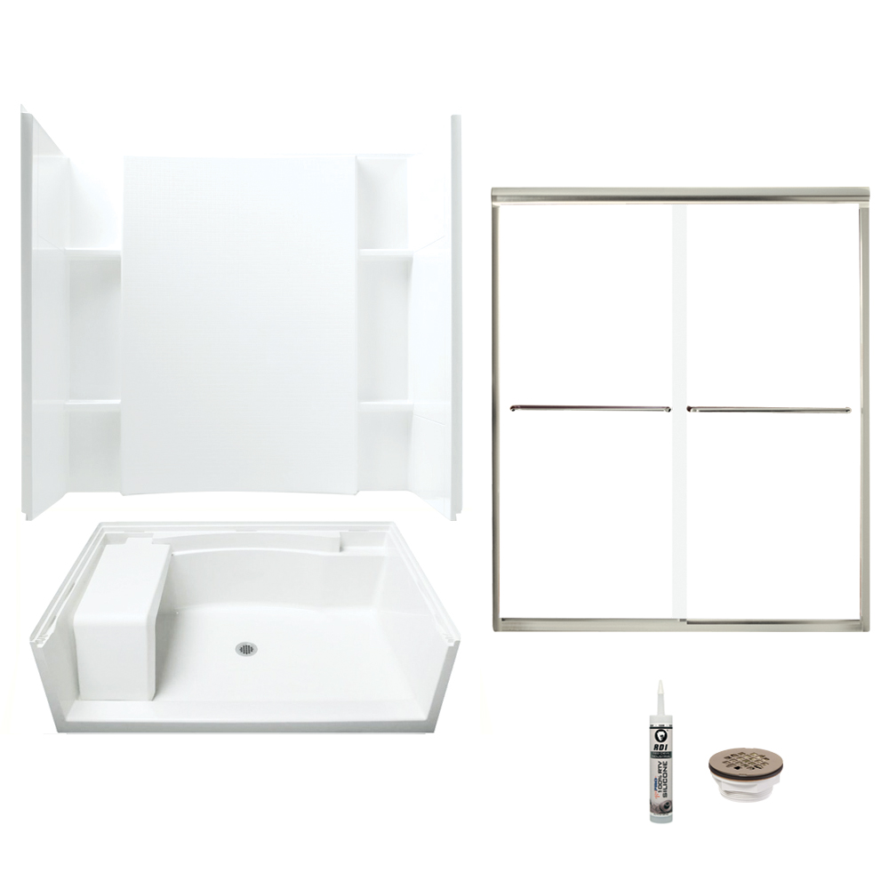 Sterling Accord 60in x 36in Shower Kit, Nickel with Clear Glass