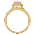 thumbnail image 4 of Clara Pucci 14K Yellow Gold Princess Cut 0.75Ct Simulated Pink Diamond Engagement Ring + Matching Band - Luxury Box Included, 4 of 7