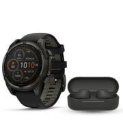 Garmin fenix 8 Sapphire Solar 47mm Smartwatch with Built-In LED Flashlight (Black and Pebble Gray) Bundle with Truly Wireless Earbuds (Black) (2 Items)