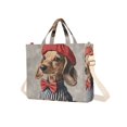 thumbnail image 7 of FORMRS Womens Corduroy Tote Bag Crossbody Shoulder Handbag with Pocket, Gray Dog Artist, 7 of 7