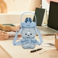 thumbnail image 2 of Cute Bear Water Bottle with Straw 1400ml Large Capacity Plastic Drinkware Portable for Outdoor Sports Travel BPA Free（Blue), 2 of 6
