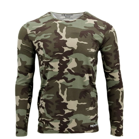 Poly Spandex Thermal Rib Top, Stretch Base Layer, Moisture Wicking, Activewear, Made in USA, Camo, Size 2X-Large