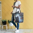 thumbnail image 4 of FORMRS Womens Canvas Tote Bag with Zipper Inner Pocket Shoulder Handbag, Black Cats, 4 of 7