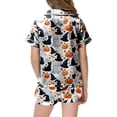 thumbnail image 4 of Leey-World Halloween Pajamas Toddler Girl Kids Satin Pajama Sets Classic Button Down 2pcs Sleepwear Pjs for Girls Relaxed Home Wear Pjs for Girls 2T 3T 4T 5T 6T 7T 8T, 4 of 5