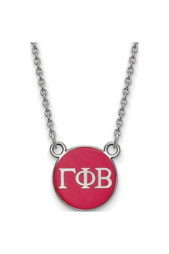 Sterling Silver Rh-Plated Logoart Gamma Phi Beta Sm Enl Pend With Necklace (18 X 12) Made In United States ss029gpb-18