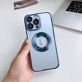 thumbnail image 2 of Clear Case for iPhone 13 Pro Max Case [Compatible with Magsafe] with Full Camera Protection Hard Back Shockproof Protective Plating Design Phone Case for Women Girls 6.7 in - Blue, 2 of 12