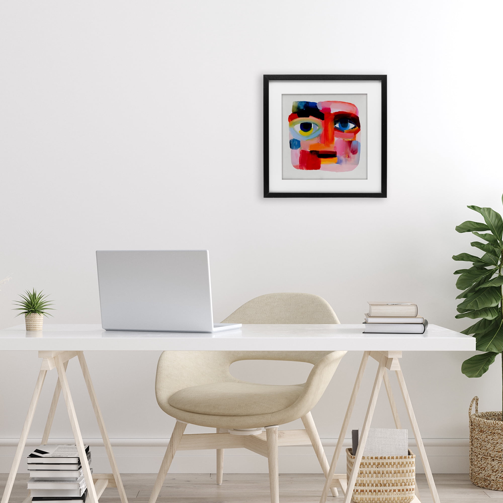 Stupell Industries Cubist Gaze in Vivids Black Framed Print Under Glass, design by Chromatic Storm Studio