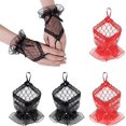 thumbnail image 1 of BEMS-2 Pares de Guantes de Encaje, Guantes de Boda, Guantes de Novia, Guantes Cortos de Encaje, Guantes de Encaje sin Dedos, Guantes góticos, para Boda, Baile, Noche, Banquete,, 1 of 4