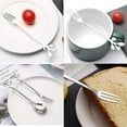 thumbnail image 3 of Juego de tenedores y cucharas de postre ckepdyeh, 20 piezas de tenedores para pasteles de 4,7 pulgadas, cucharas de café, tenedores de frutas con hojas plateadas (10 cucharas + 10 tenedores), 3 of 7