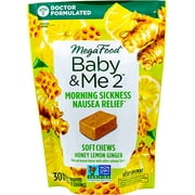 MegaFood Baby & Me2, Morning Sickness Nausea Relief, Honey Lemon Ginger, 30 Individually Wrapped Soft Chews