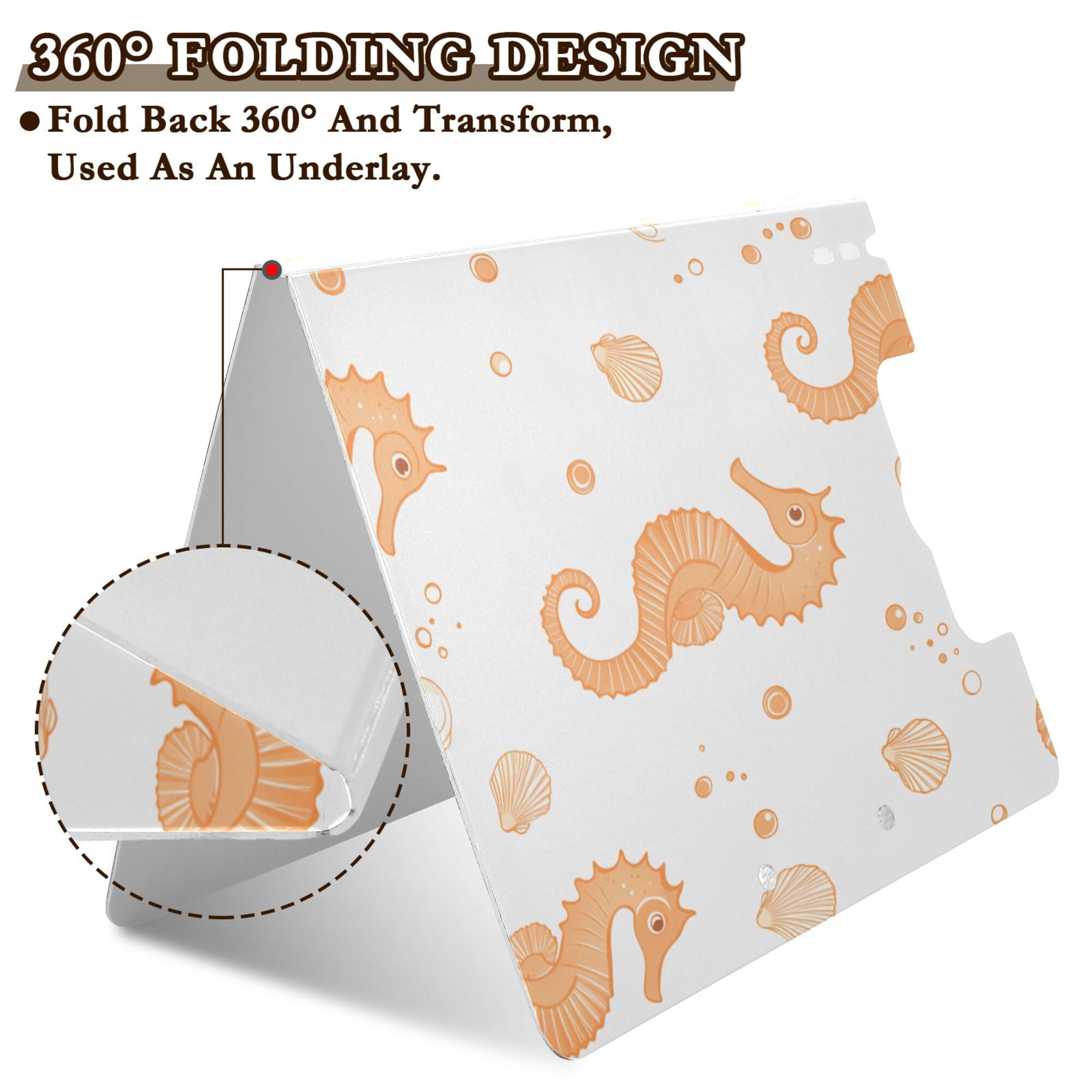 FORMRS A4 Clipboard Folder with Pen Holder Horizontal Foldable School Office Binder, White Seahorse