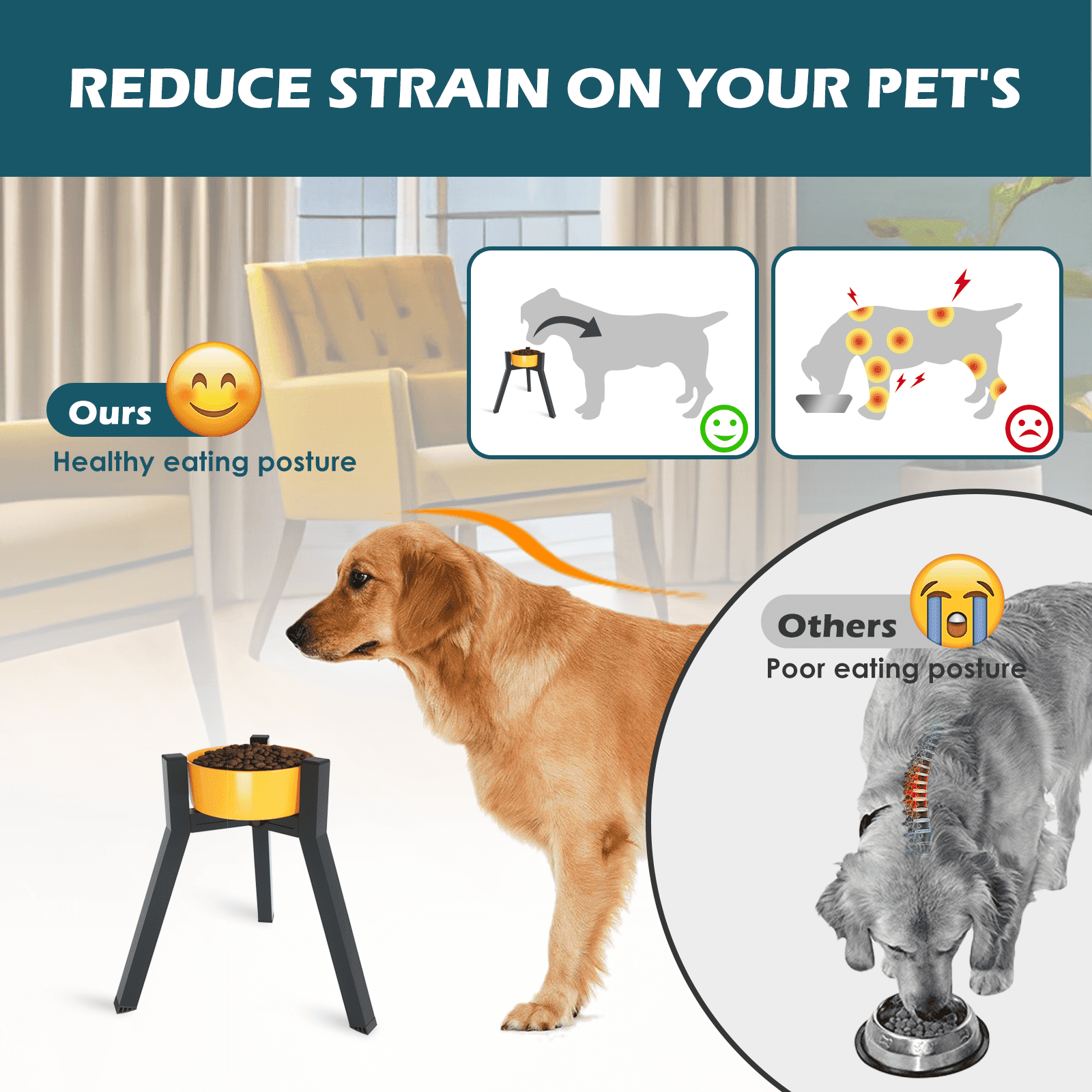 SHAINFUN Metal Raised Dog Bowl Stand for Extra Large and Large Breeds, Adjustable Width for 7-10.6" Bowls, Single Tall Elevated Dog Bowls Holder, 13.7" Tall