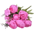 thumbnail image 1 of Ramo de peonías artificiales de seda estilo europeo vintage para decoración de bodas. Rosa caliente, 1 of 8
