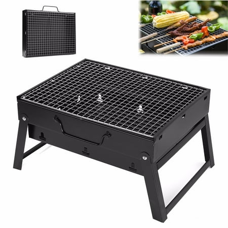 Portable Folding Stainless Steel Charcoal Grill Barbecue Camping Bbq Outdoor Cooking 14 10 6 7 9 For 3 5 People
