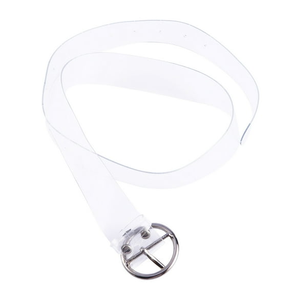 Yageerya Women Belt Stylish Full Transparent Belt Round Shape Buckle Women's Belt Jeans Student Accessories (Silver)