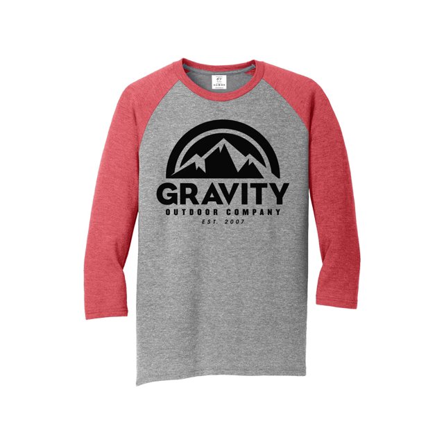 Chemise Raglan à Manches 3/4 pour Hommes Gravity Outdoor Co. - Logo Noir - Rouge/Gris - P