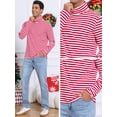 thumbnail image 5 of DARING DIVA Men's Striped Turtleneck Long Sleeves Pullover Stripes T-Shirt M Red White, 5 of 6