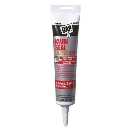 DAP Kwik Seal Ultra Premium Silicone Kitchen and Bath Caulk Sealant, 5.5 oz White