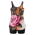 thumbnail image 5 of Nrmvnmi Tankini Swimsuits for Women 2 Piece Bathing Suits Floral Prints Round Neck Swim Tank Top with Boy Shorts Modest Swimwear Mothers Day Gifts, 5 of 6