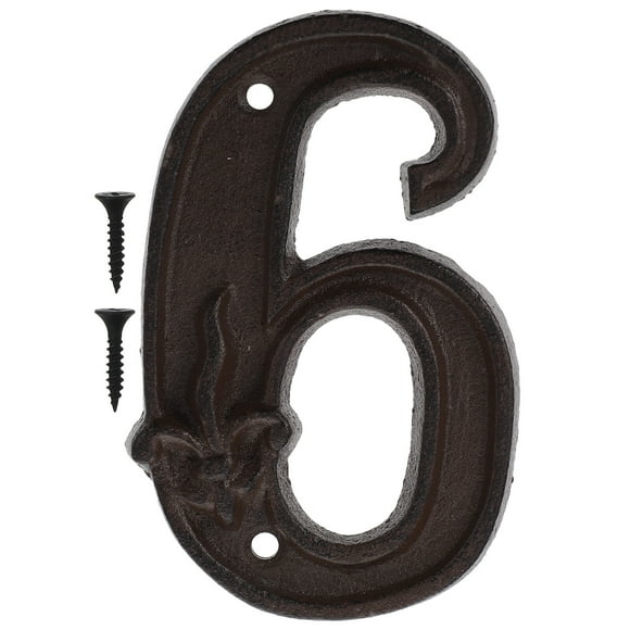 Números de puerta decorativos de hierro fundido Números de metal Dirección de puerta DIY Número 6