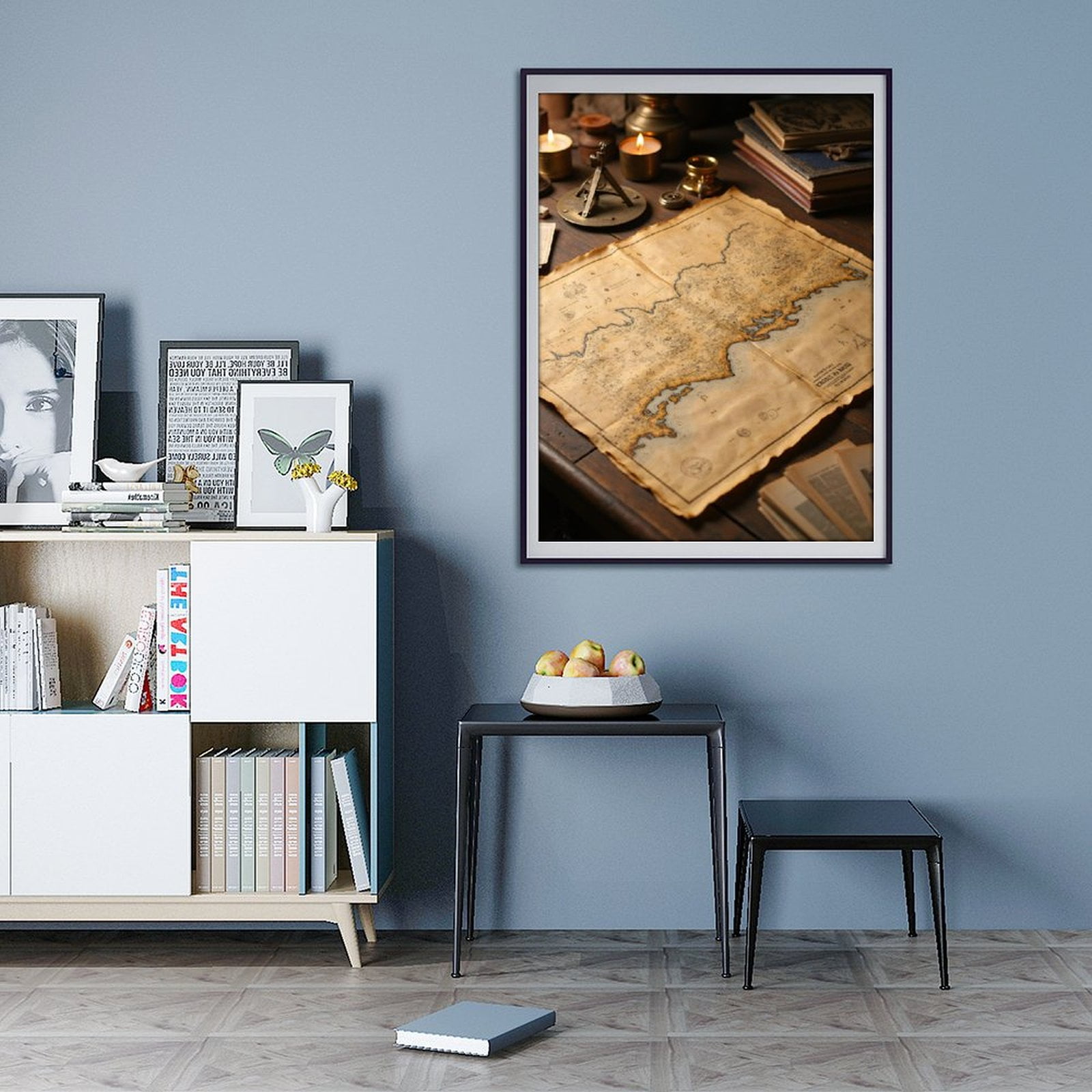 Diamond Art Kit for Adults, Vintage Nautical Map Desk Scene Diamond Painting for Adults Beginners, 5D DIY Diamond Art Painting Kits, Colorful Diamond Painting Craft for Home Decor 12x16