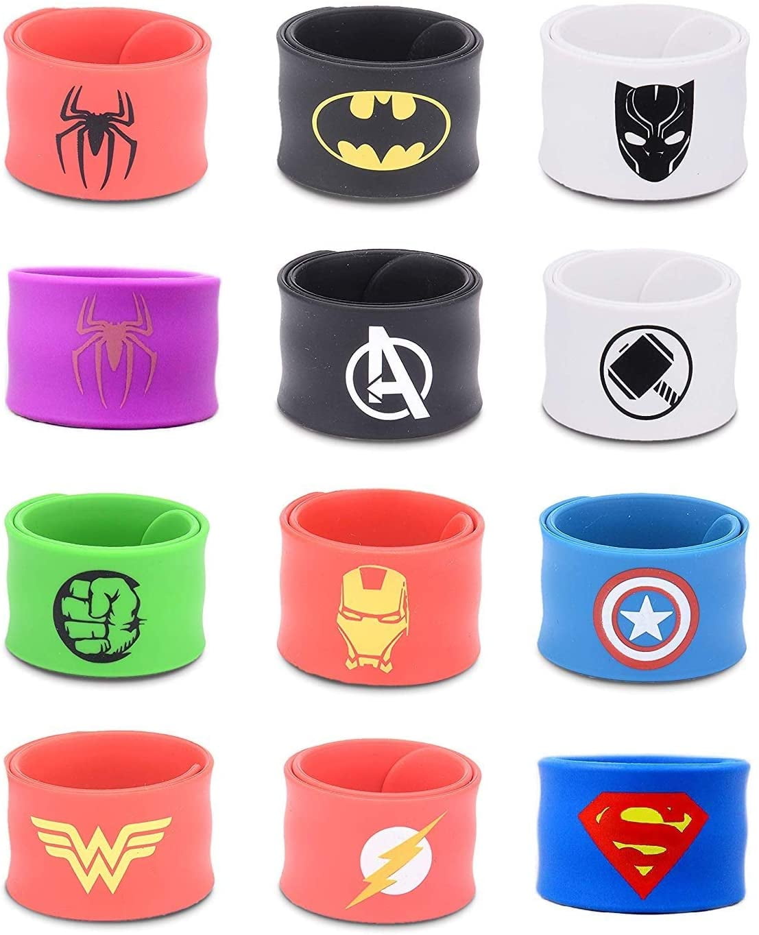 Hooggle 18 Pack Superheroes Wristbands Slap Bands Party Supplies Snap Bracelets Party Bag Fillers Bracelet Bands for Kids Boys Adults Birthday Kids Superhero Party Favors Toys 
