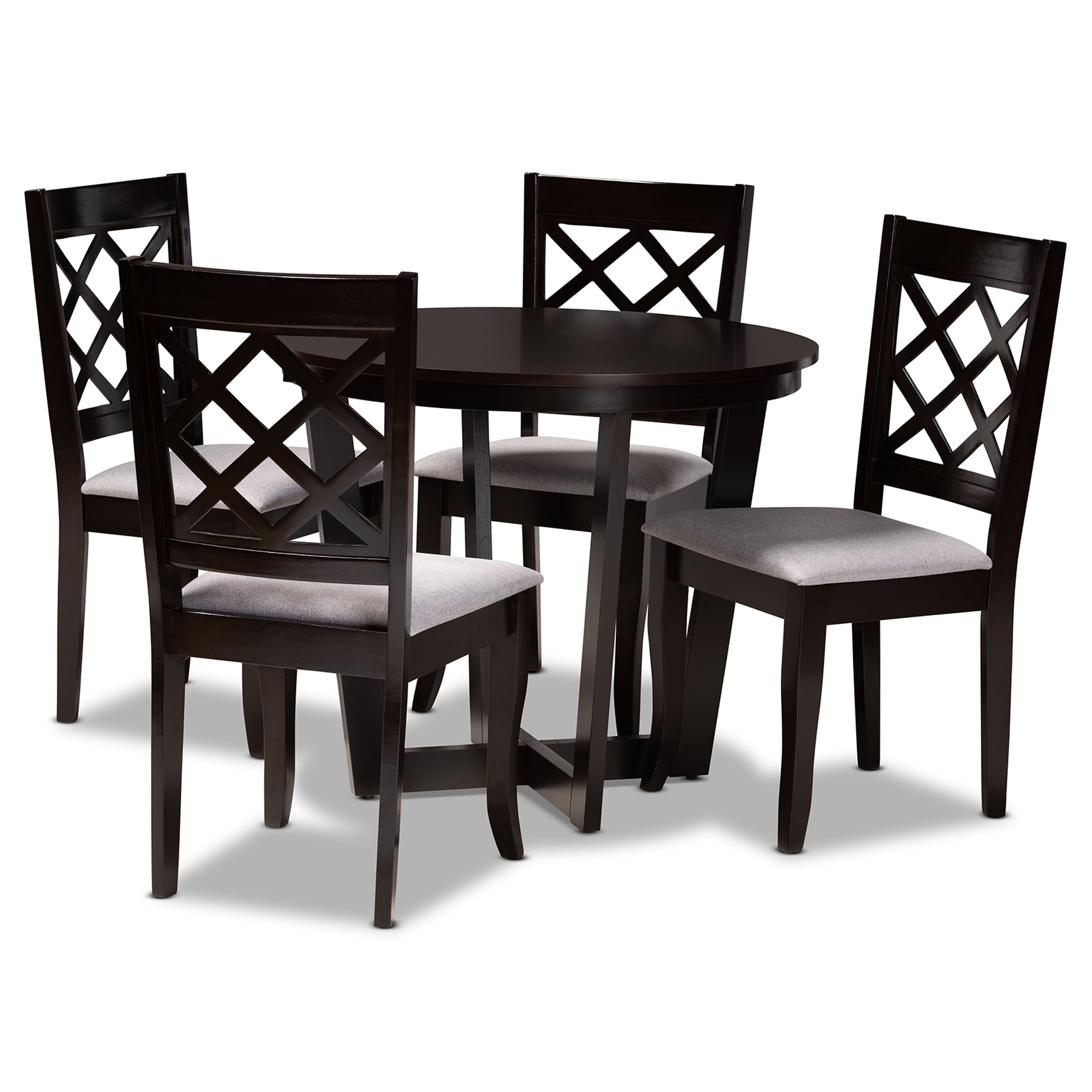 Baxton Studio Selby Modern Dining Set, 5-Piece, Dark Brown