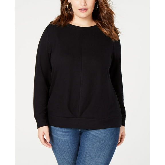 Plus Size Pleat Front Sweater Deep Black 2X