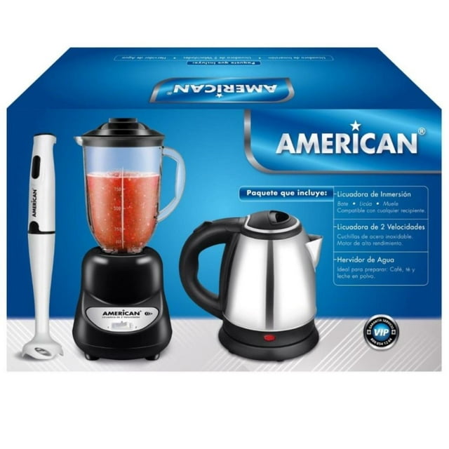 COMBO AMERICAN Batidora Licuadora Hervidora Agua negro