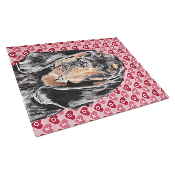 Caroline's Treasures Coonhound Valentine's Love Glass Cutting Board Large