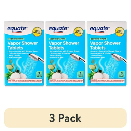 (3 pack) Equate Soothing Vapor Shower Tablets, Eucalyptus & Menthol, 3 Count, Compare to Vicks® VapoShower™