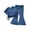 A-Blue596, variant on Girls Summer Outfit Stretchy Short Sleeve T Shirts With Flared Pants Soft Casual Two Piece Set For Kids 1-10 Years Solid Color Sweatsuits Comfortable Outfit