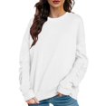 thumbnail image 3 of Vedolay Womens Crewneck Sweatshirt Hoodies for Women Fall Fashion Long Sleeve Pullover Casual Oversized Sweatshirt,White XL, 3 of 5