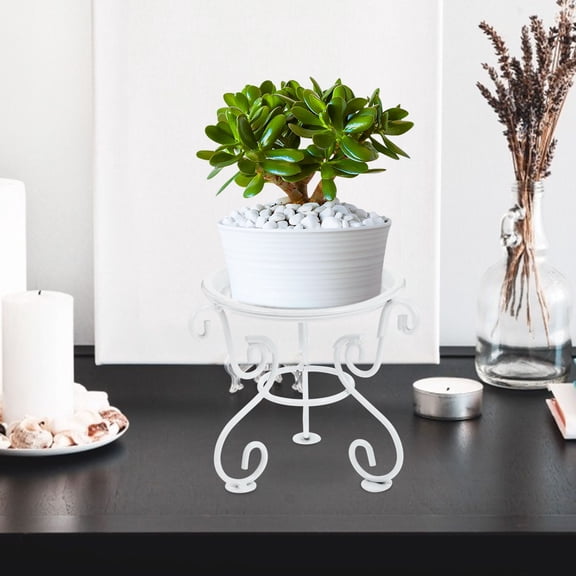 Nicehomfit White Iron Plant Stand for Decoration with Sturdy Frame