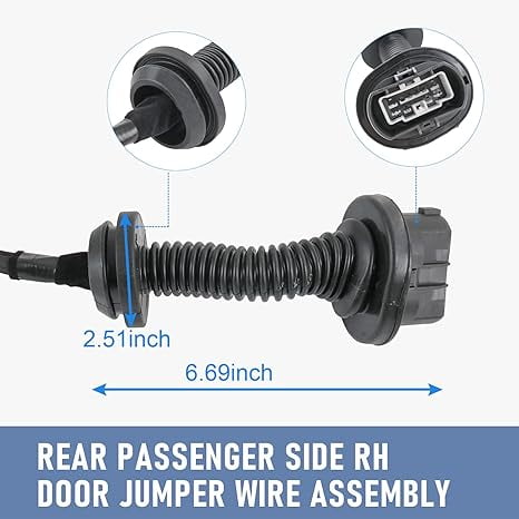 Rear Door Jumper Harness Compatible with 2009-2014 Ford F150 Crew Cab Rear Left Door Jumper Wire Assembly Replaces # 9L3Z-14630-CAA, AL3T-14632-DD, 9L3T-14632-JCA(Rear Right)