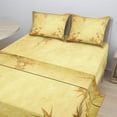 thumbnail image 2 of Ambesonne Asian Themed Fitted & Top Sheet Set with Shams, Forest Branch Blooms, Vermilion and Mustard, 2 of 8