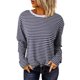 thumbnail image 2 of Women’s Stripes Print Tops Long Sleeve Round Neck Loose Fit Basic T Shirts Spring Fall Casual Pullover Clothes, 2 of 5