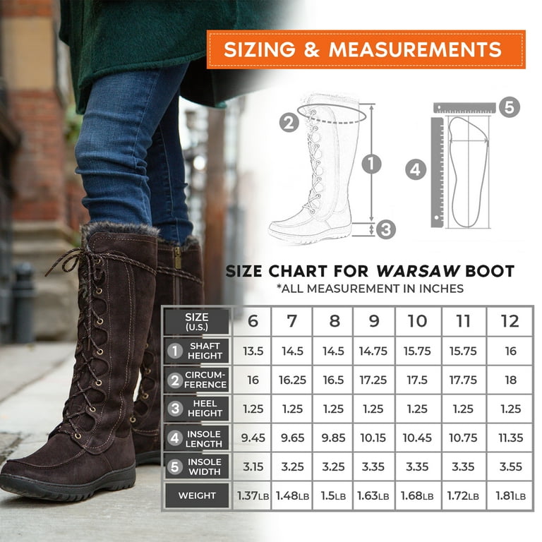 Comfy Moda Women's Waterproof Tall Winter Snow Boots Warsaw, Brown