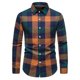 thumbnail image 1 of Blusa y camisa de manga larga con cuello vuelto para hombre, informal, con botones y bolsillos, camisa de manga larga a cuadros, abrigo de lino para hombre, 1 of 6