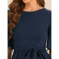 thumbnail image 5 of DARING DIVA Women's Split Half Sleeve Crew Neck Peplum Blouses M Dark Blue, 5 of 6