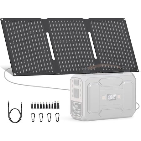Portable Solar Panels 30W, Foldable Solar Panel Charger for Power Station, Cellphone, Laptop, Solar Panels with QC3.0 USB, Type C and DC 18V Output for Camping RV Trip