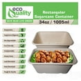 thumbnail image 2 of (150 Pack) EcoQuality 34oz Disposable Bowls - Rectangular Compostable Sugarcane Fiber Biodegradable Paper Bowls Eco-Friendly Oblong Take Out Food Containers, Food Storage, Microwave Safe, Meal Prep, 2 of 8