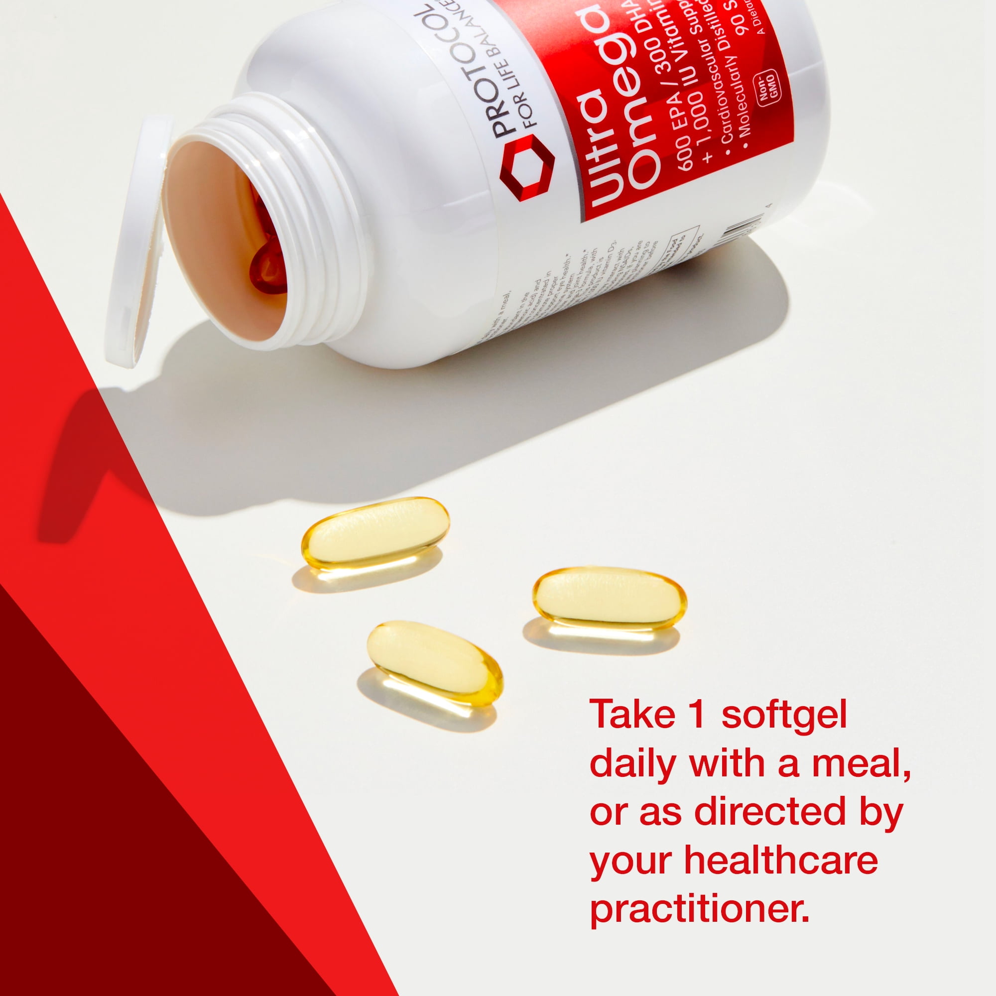 Protocol Ultra Omega 3-D - Fish Oil, Vitamin D3 - Lemon - 90 Softgels