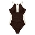 thumbnail image 4 of Womens Plus Size One Piece Swimsuits Women's Plus Size Color Block Bathing Suit with Full Coverage and Sculpting One Piece Coffee XL, 4 of 4