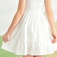 thumbnail image 5 of xfsWaSs Girls Dresses Summer Elegant Square Neck Ruffle Sleeve Smocked Dress Solid Color Flowy A-Line Sundress Kids Casual Midi Dresses 2-3 Years, 5 of 5