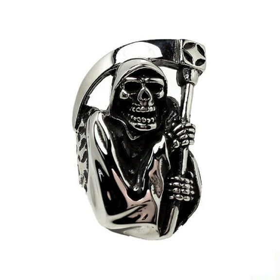 MayiaHey Skull Head Ring, Gothic Skull Sickle Ring for Men, Norse Viking Skull Head Ring Skull Sickle Jewelry, Rock Skull Sickle Skeleton Ring Hip Hop Demon Skull Head Ring Punk Skull Head Ring