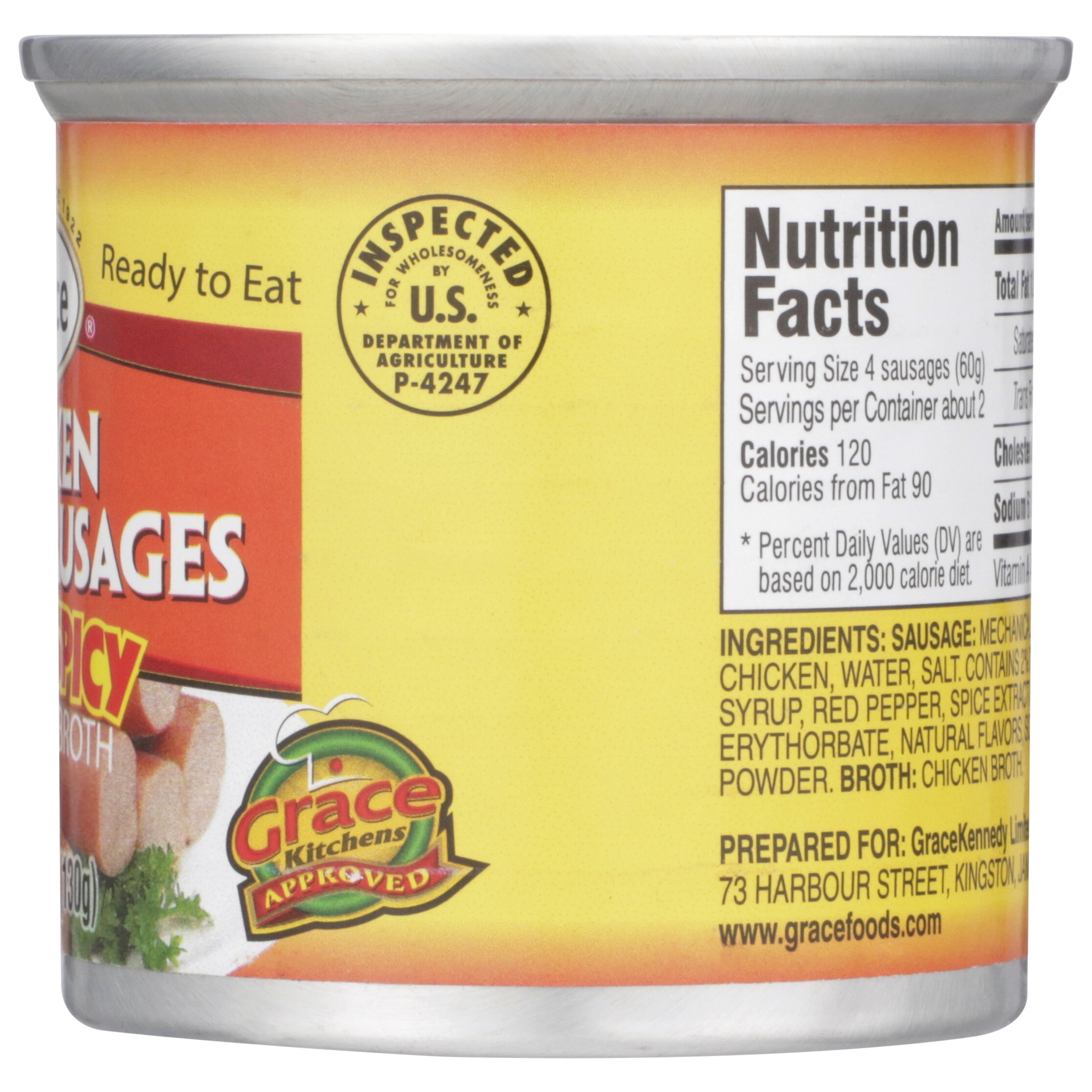 (6 pack) Grace Hot & Spicy Vienna Chicken Sausages in Can, 4.6 oz
